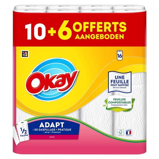 [7322542586815] OKAY Papel de Cozinha Adapt 16 rolos