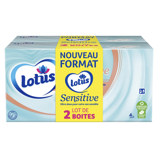 [7322542587034] LOTUS Pañuelos Ultra Suaves Sensitive 4 Capas, el lote de 2 cajas de 80 pañuelos