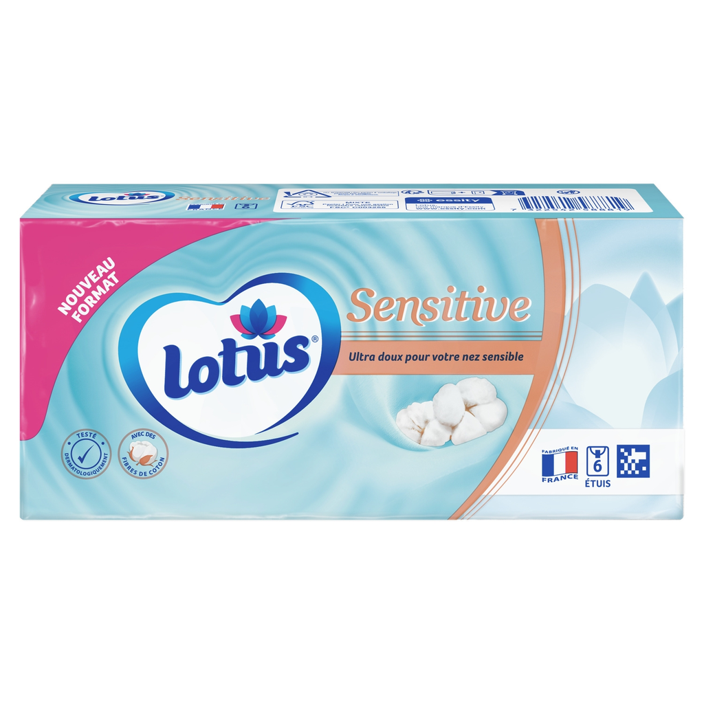 LOTUS Mouchoirs Ultra Doux Sensitive le sachet de 6 étuis