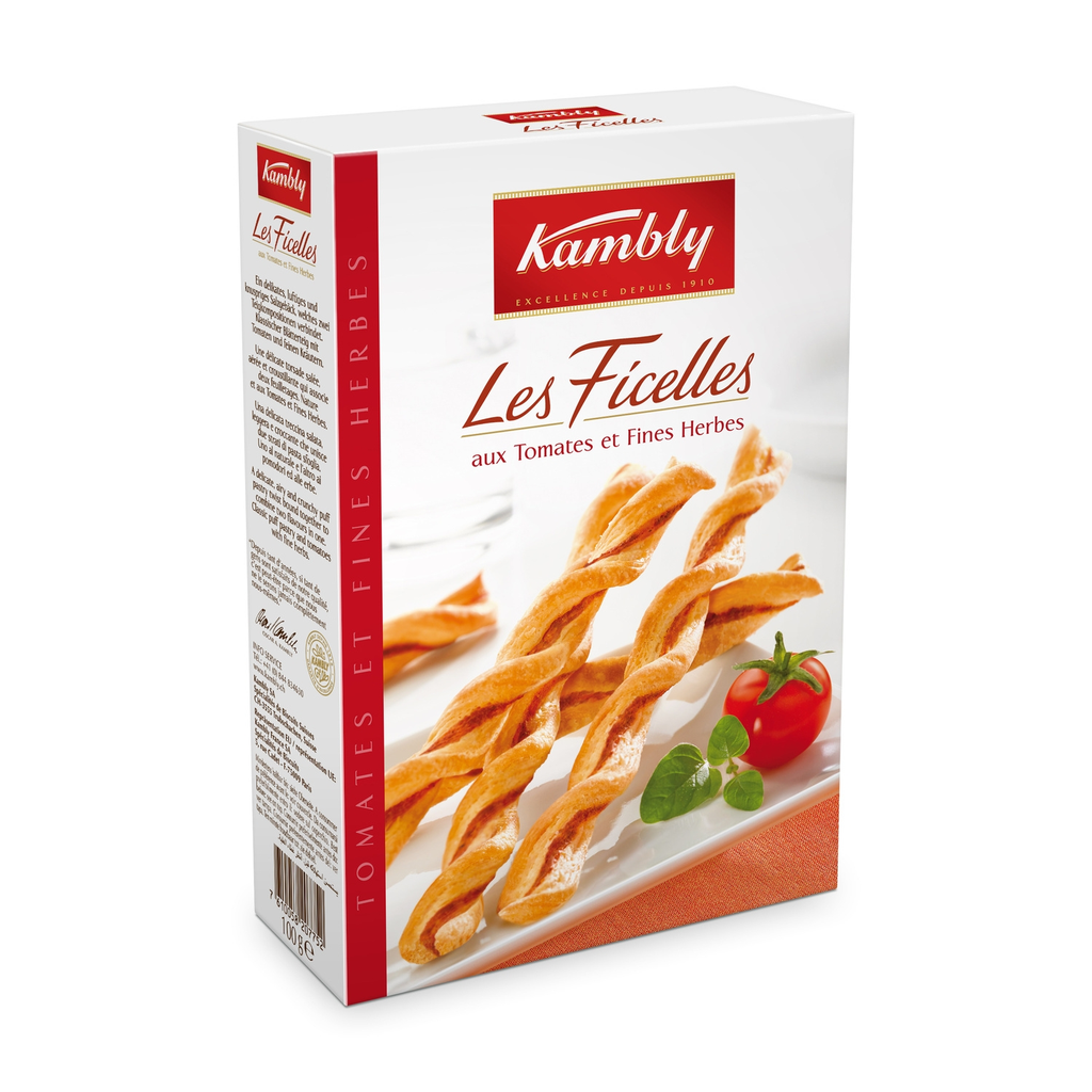 KAMBLY Galletas aperitivo Ficelles de tomate y orégano 100 g