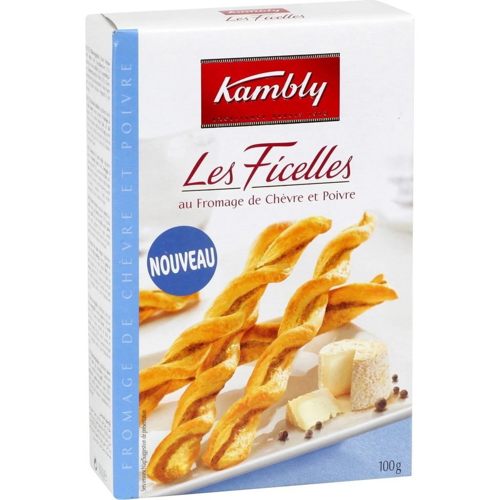 KAMBLY Savory Crackers Ficelles Goat Cheese and Pepper 100 g