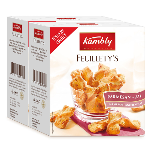 [7610216522116] KAMBLY Biscuits feuilletés beurre, ail et parmesan 2 x 80 g