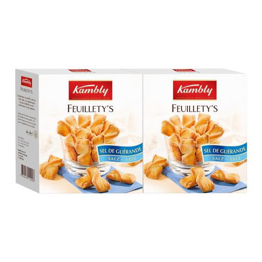 [7610216582219] KAMBLY Biscuits apéritifs Duo feuillety's beurre & sel/Guérande 2 boites de 80 g