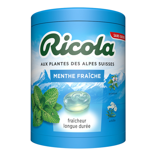 [7610700023945] RICOLA Rebuçados de ervas dos Alpes suíços menta fresca sem açúcar 100 g
