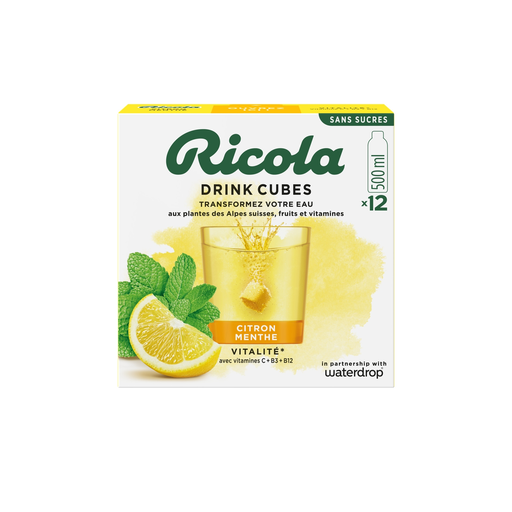 [7610700026304] RICOLA Preparado para bebida cubo efervescente limão e menta 12 x 50 cl
