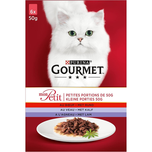 [7613034452498] GOURMET Mon Petit For Adult Cat Tuna, Salmon, Trout 8 x 6 x 50 g