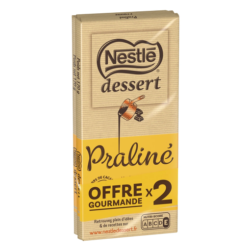 [7613035494541] NESTLE Tablette de chocolat praliné pâtissier 2 pièces 340 g