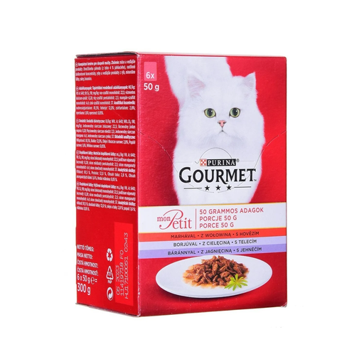 [7613036620741] PURINA Alimento Para Gato Gourmet Vitela Cordeiro 6 x 50 g