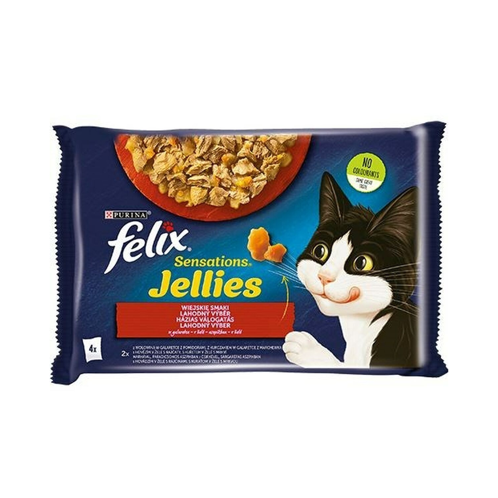 PURINA Cat Food Felix Sensations Chicken Veal 4 x 85 g