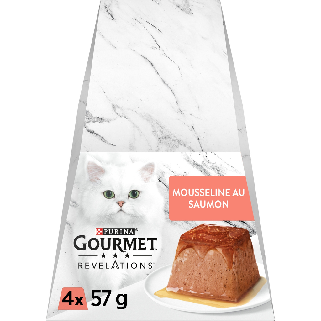 GOURMET Purina Cat Food Salmon Mousse with Sauce Revelations 4x57g