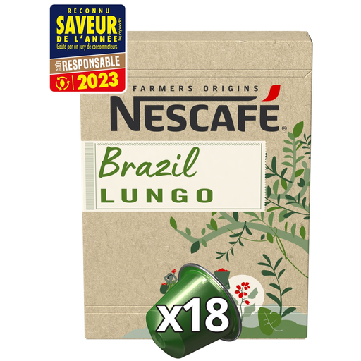 [7613287890337] NESCAFE Farmers Origins Cápsulas de Brasil Lungo Intensidade 8, 18 cápsulas 93 g