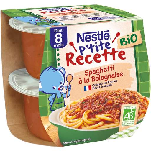 [7613287923189] NESTLE P'tite recette bio spaghetti à la bolognaise 2 x 190 g