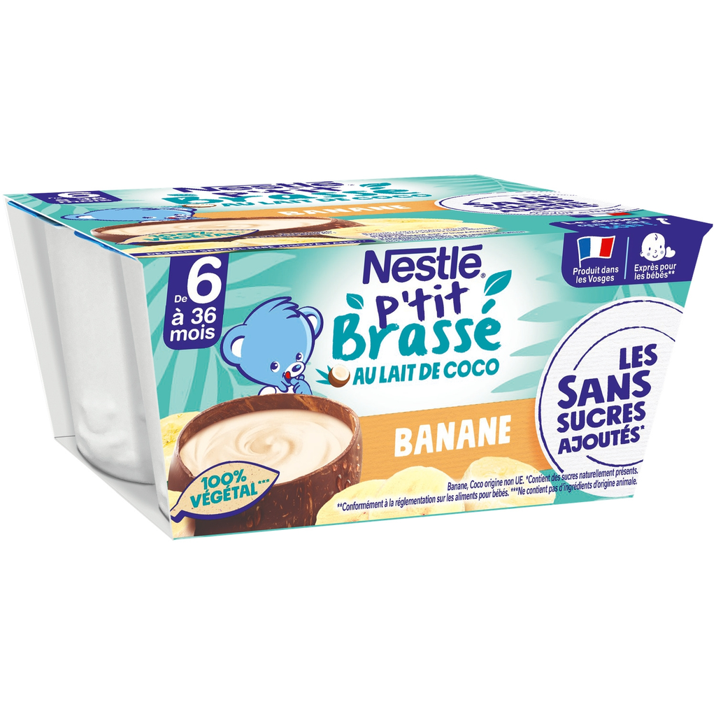 NESTLE NATURNES Coconut milk and banana dairy-free dessert 5 x 90 g