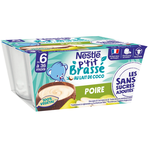 [7613287930910] NATURNES Petit brassé coconut milk and pear 4x90g