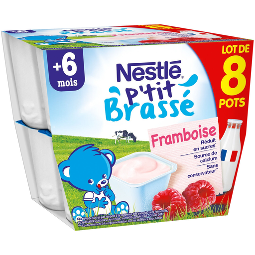 [7613287946591] NESTLE Baby dessert from 6 months small stirred raspberry 8 pots of 100 g