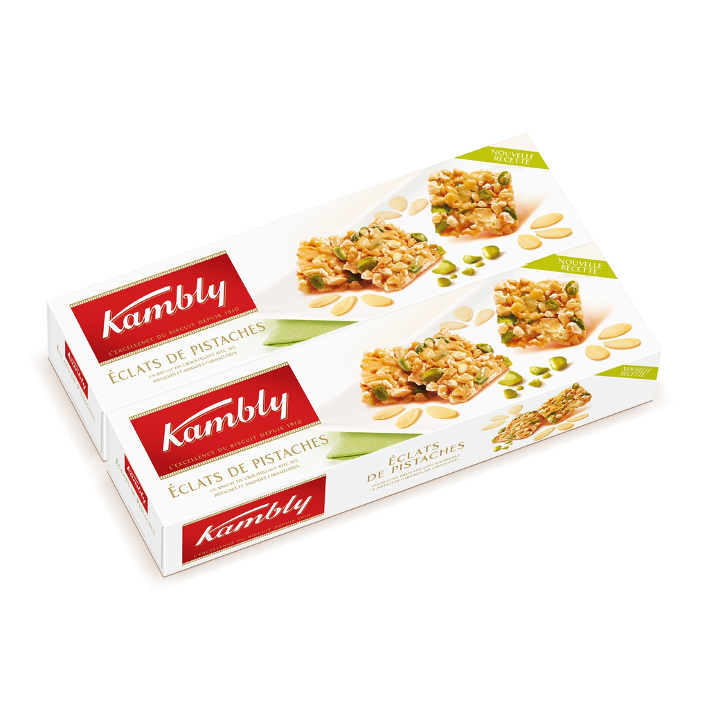 KAMBLY Biscuits croustillant aux éclats de pistaches 2 paquets de 80 g