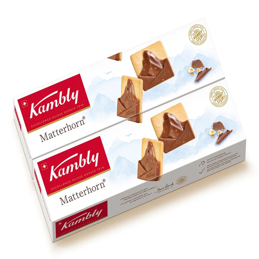 [7614800706227] KAMBLY Duo de biscuits Matterhorn au chocolat au lait et éclats de nougat 2 x 100 g