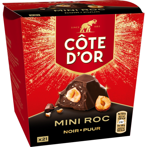 [7622201422103] COTE D'OR Mini Roc Chocolat Noir Crème et Noisettes 195 g