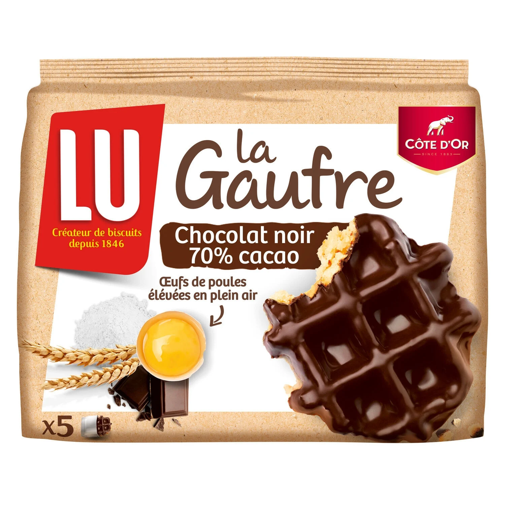 LU Gofre con chocolate negro 70% cacao 225 g