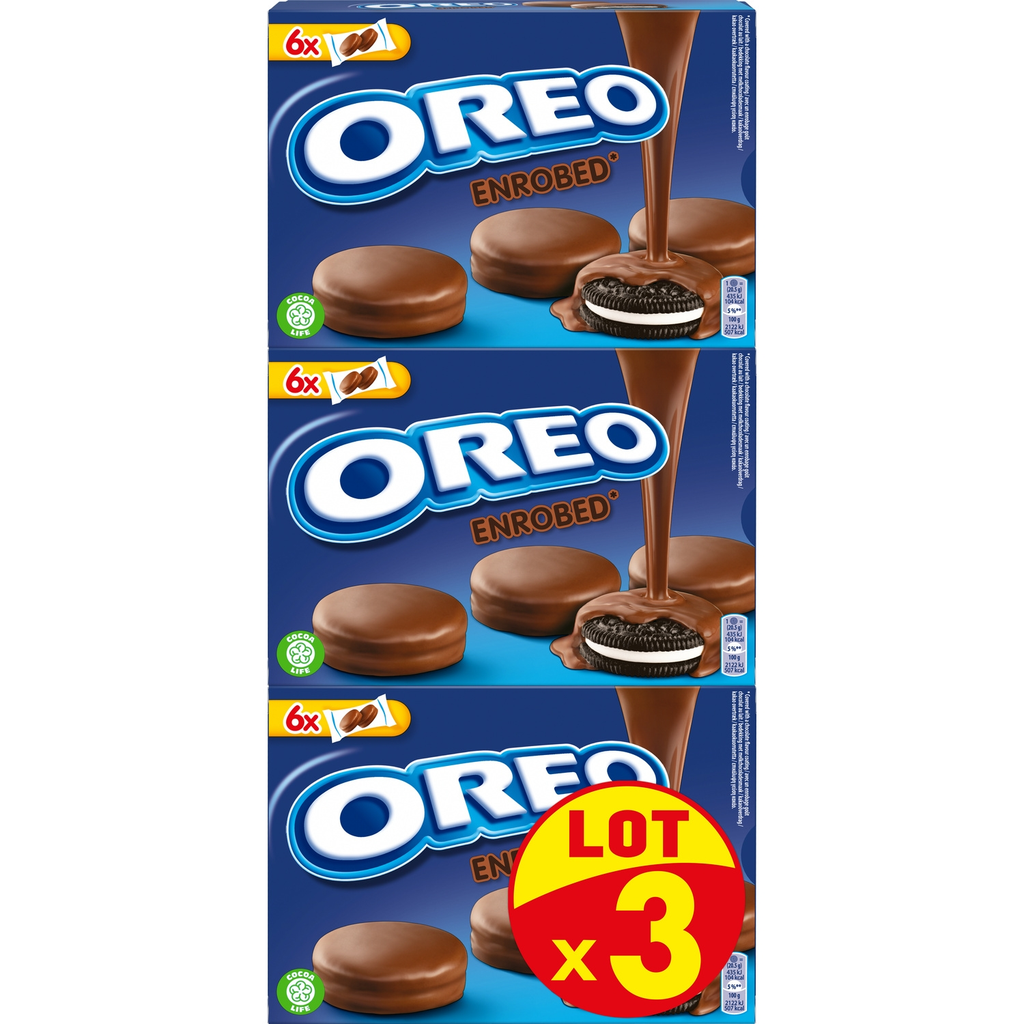 OREO Bolachas de cacau recheadas e cobertas 3 x 246 g