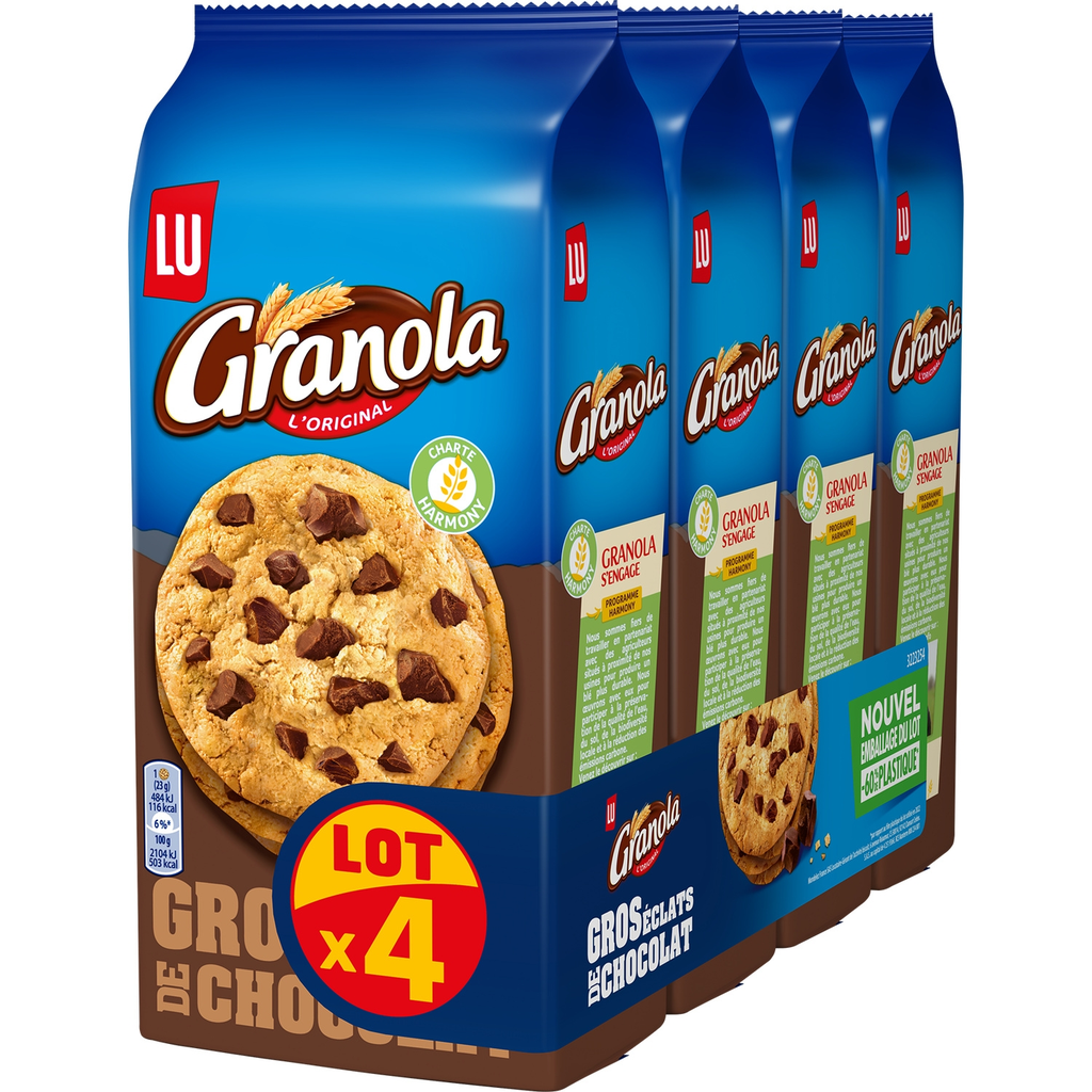 GRANOLA Cookies gros éclats de chocolat 4 paquets de 184 g