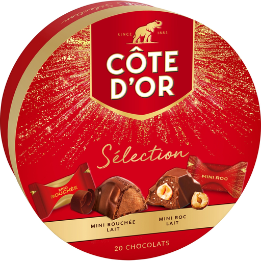 [7622202042744] COTE D'OR Milk Chocolate Assortment with Hazelnut and Almond Mini Roc, box of 20 chocolates