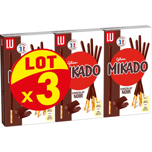 [7622202312878] MIKADO Galletas chocolate negro Lu 3 paquetes de 100 g