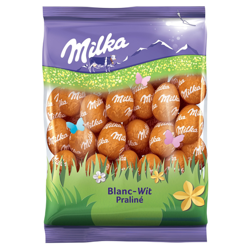 [7622210306210] MILKA Petits œufs au chocolat blanc fourré praliné noisette 350 g
