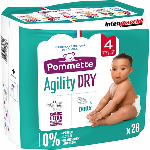 [3250391812882] DRY Pommette Agility Fraldas para bebé tamanho 4 7-18 kg 28 unidades