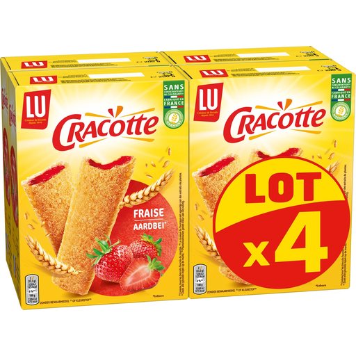 [7622300698706] LU Tostas estaladiças recheadas de morango CRACOTTE 4 x 200 g