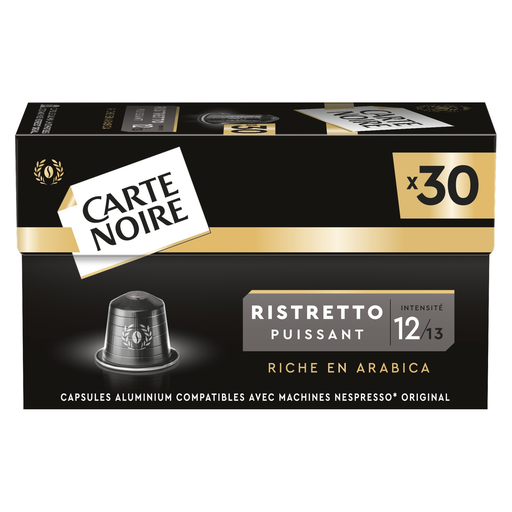 [8000070059436] CARTE NOIRE Ristretto Intense Coffee Capsules N°12 Nespresso Compatible 30 capsules 165 g