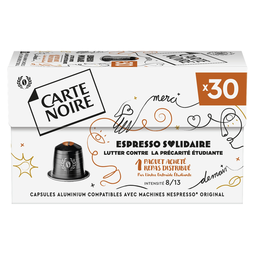 [8000070080430] CARTE NOIRE Espresso Solidaire Coffee Capsules 30 capsules
