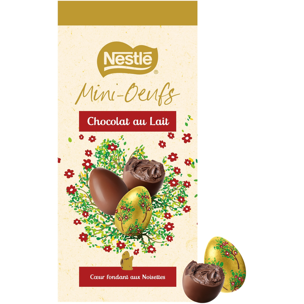 NESTLE Ovos pequenos de chocolate de leite recheados com avelã 153 g