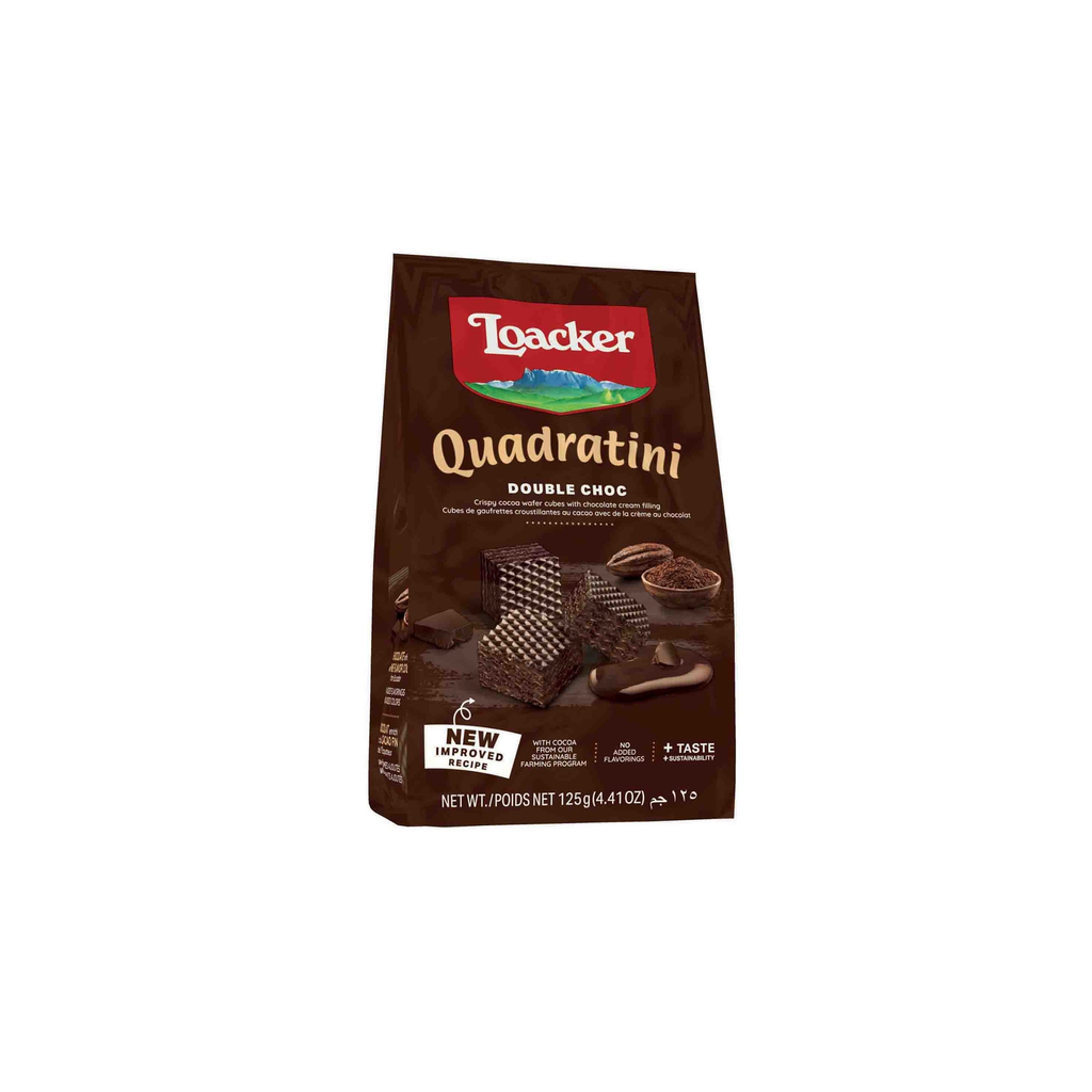 LOACKER Cubos de barquillos crujientes Quadratini Doble Chocolate 125 g