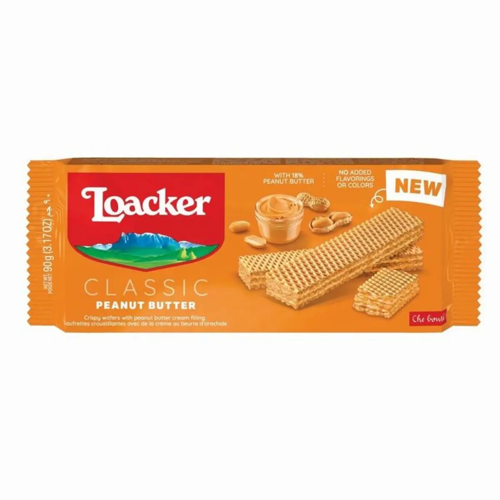 LOACKER Bolachas Wafer recheadas com creme de manteiga de amendoim 90 g