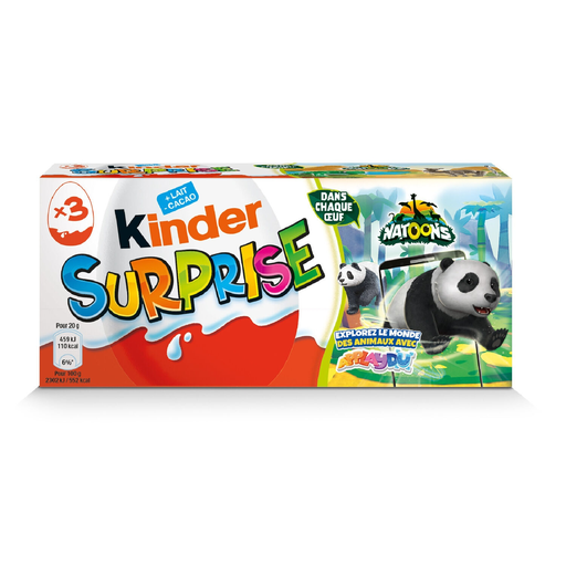 [8000500408872] KINDER Œufs Surprises Natoons 3 x 20 g