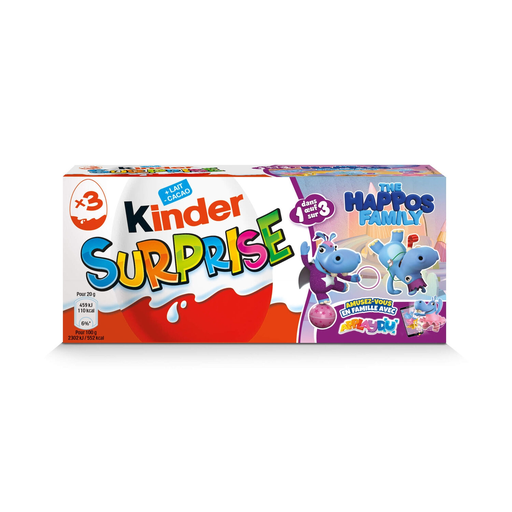 [8000500408988] KINDER Surprise œufs enrobés de chocolat Barbie 3 pièces 60 g