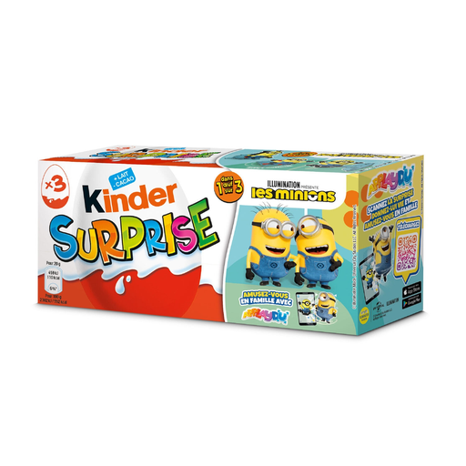[8000500409053] KINDER Surprise huevos recubiertos de chocolate Minions 3 piezas 20 g