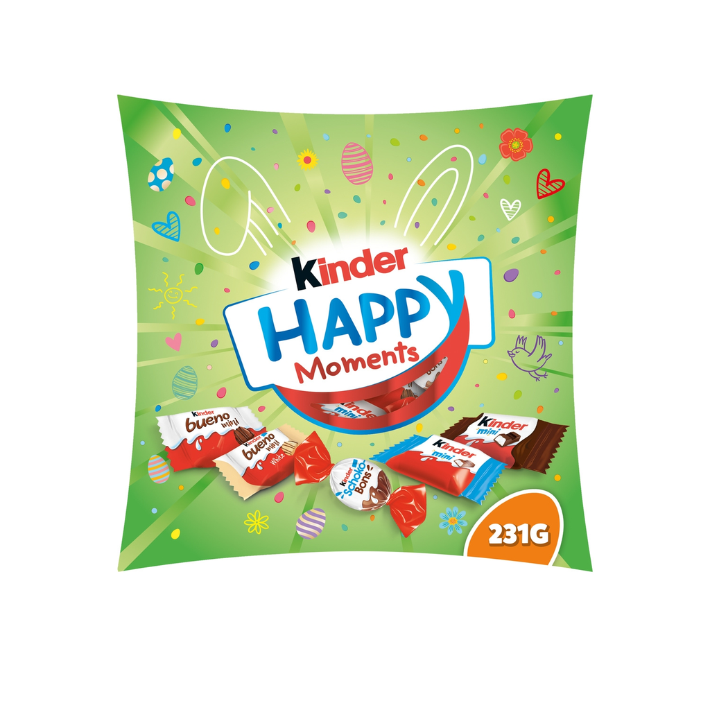 KINDER Happy Moments assortiment de confiseries fourrées au lait et aux noisettes 231 g