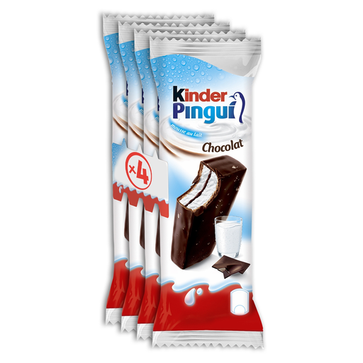 [8000500418963] KINDER Pingui Dark Chocolate Sponge Cake with Milk and Cocoa Filling 4 x 30 g