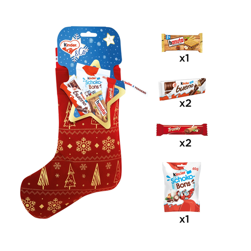 [8000500426968] KINDER Chaussette de Noël assortiment de chocolats 212 g