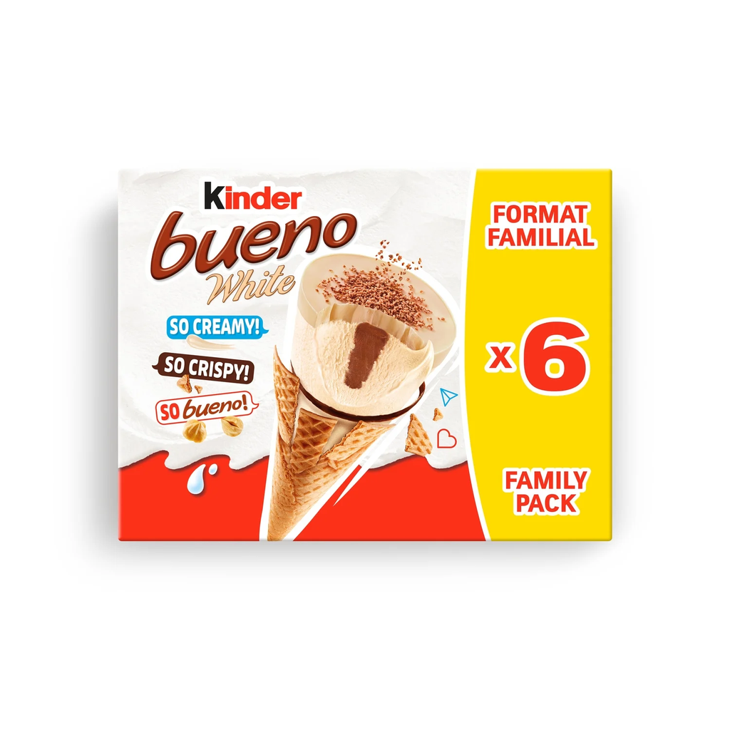 KINDER Cones de Gelado de Avelã e Chocolate Branco 6 peças 372 g