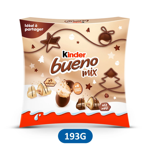 [8000500451342] KINDER Bueno mix mini milk chocolate and hazelnut confectionery 193 g
