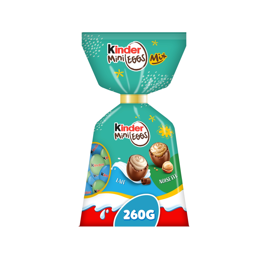 KINDER Ovos de chocolate de leite com recheio de leite e avelãs 260 g