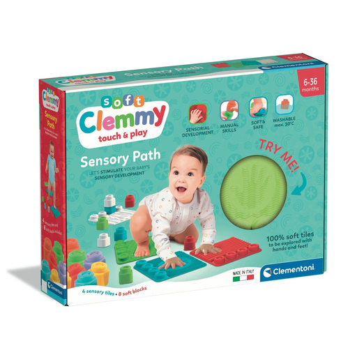 [8005125173525] CLEMENTONI Clemmy sensory mat in soft rubber box of 4 mats