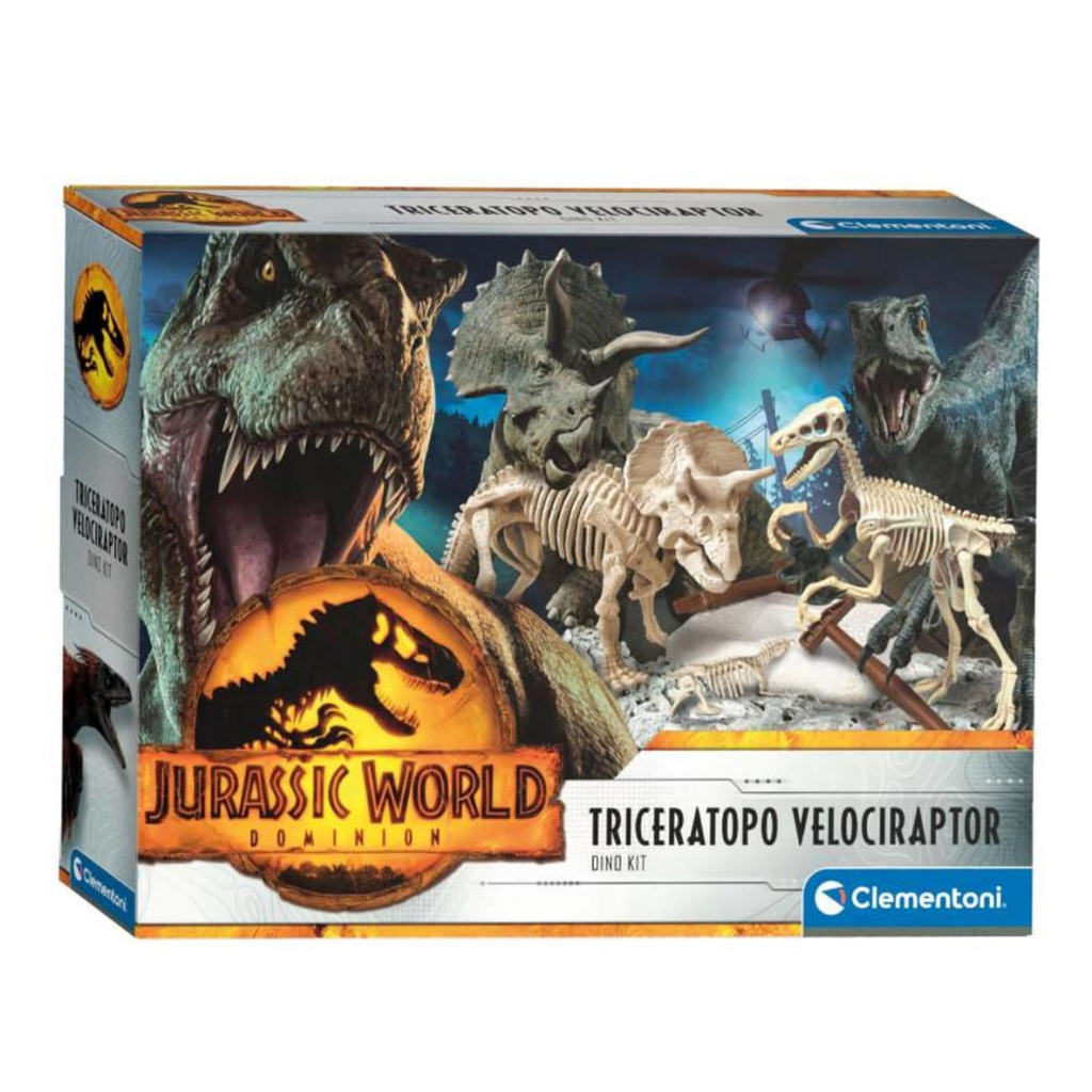 CLEMENTONI Jurassic World Triceratops Velociraptor Digging Set