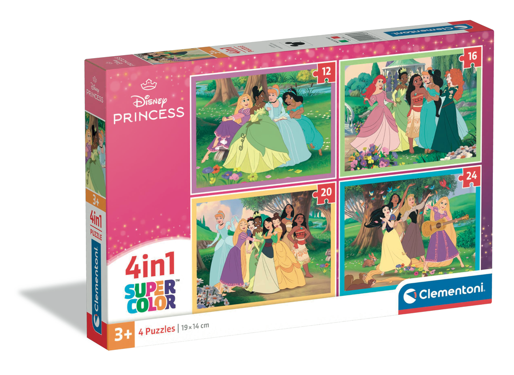 CLEMENTONI Puzzle infantil 4 en 1 Disney Princess 4-en-1