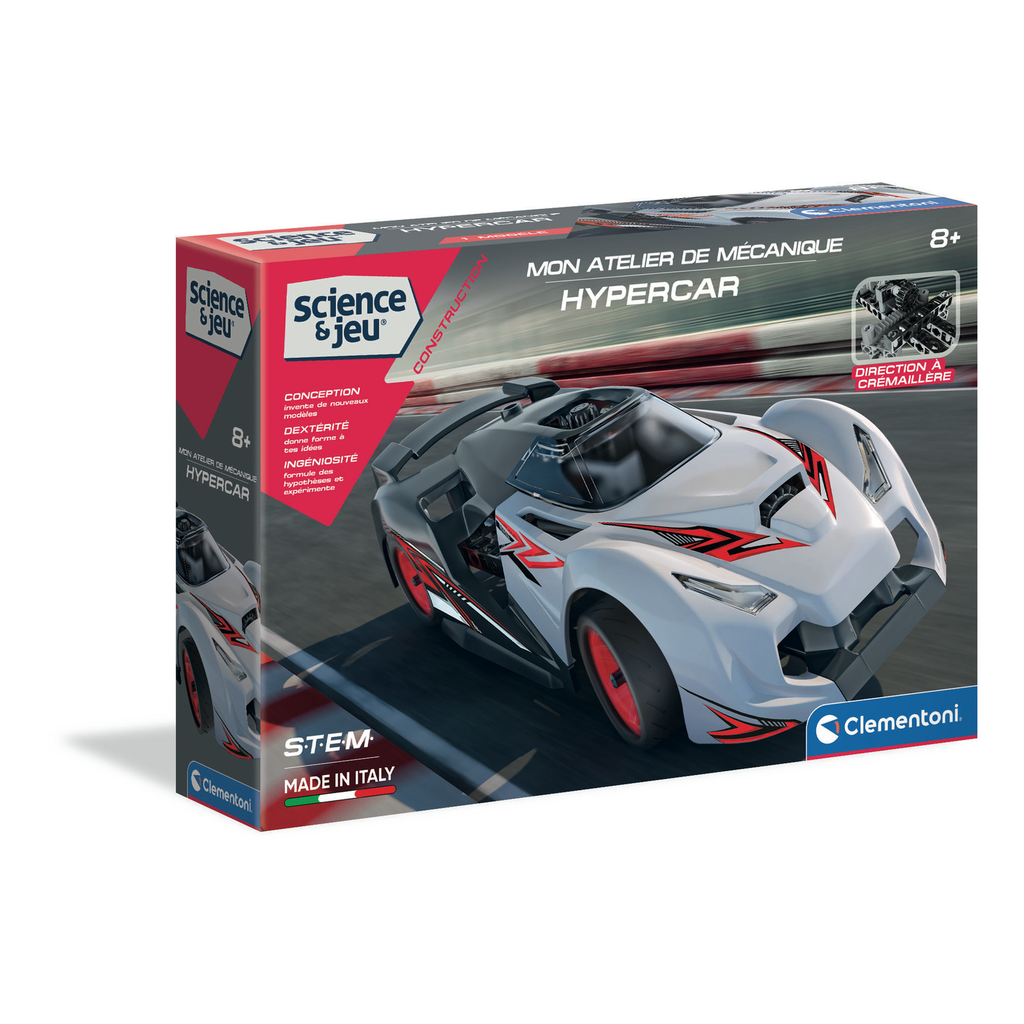 CLEMENTONI Carro de corridas para construir Hypercar Mechanics o jogo