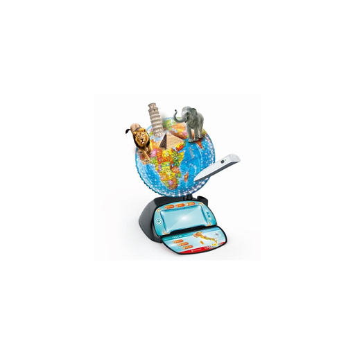 [8005125527793] CLEMENTONI Exploraglobe Real-Time Travel 3 Game Modes And 28 Activities Bluetooth Pen