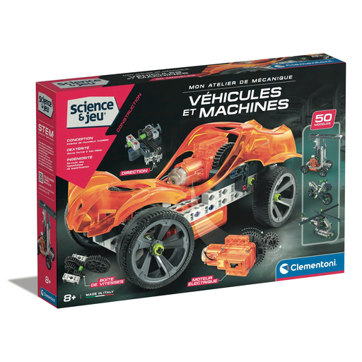 [8005125528462] CLEMENTONI Veículos e máquinas 50 construções Manual ilustrado e aplicação 3D a caixa